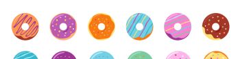Colorful donuts icons, graphic elements and illustrations collection
