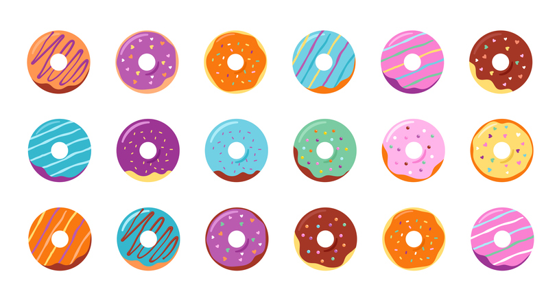 Colorful donuts icons, graphic elements and illustrations collection